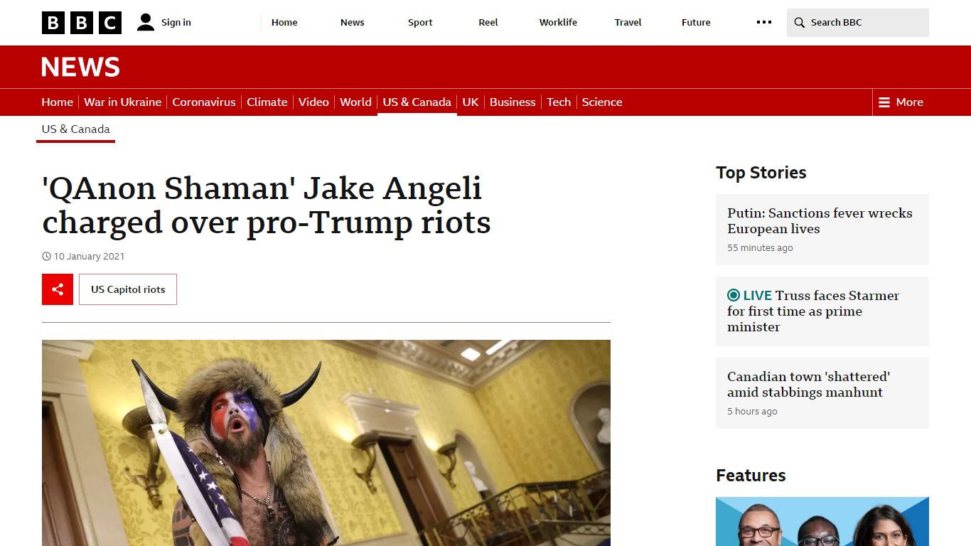 'QAnon Shaman' Jake Angeli charged over pro-Trump riots